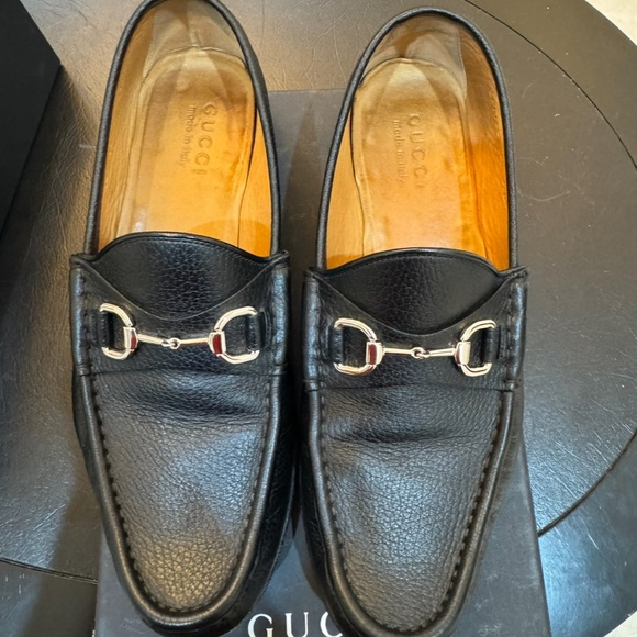 Authentic Gucci Horsebit Leather Black Loafers Size 9